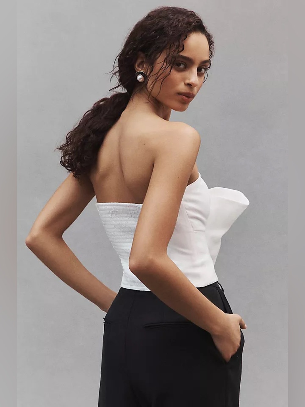 Hutch Reni Strapless Bow-Front Top in Ivory - Picture 2 of 6